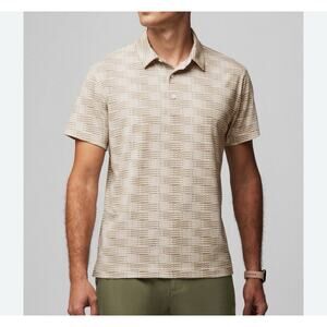 Fabletics 24-7 Polo Shirt Men’s Size L Brown Geometric Short Sleeve Stretch Top